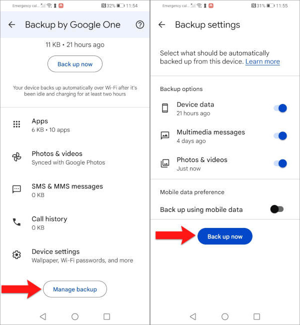 Copias de Seguridad de dispositivo Android usando Google One