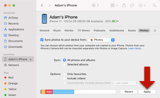 Transferir fotos del Mac al iPhone